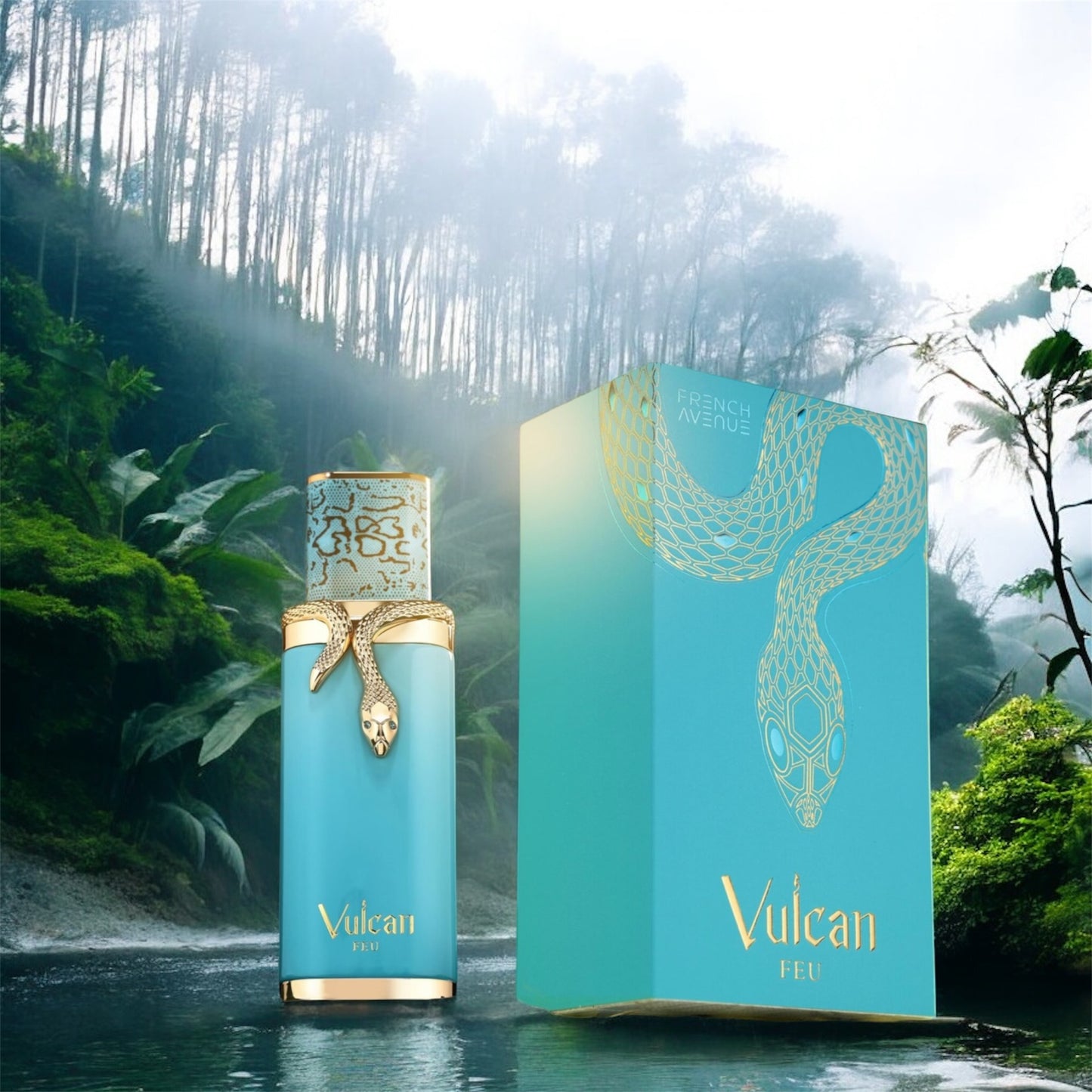 Perfume unisex Vulcan Feu French Avenue Eau de Parfum 100ml con notas de pimienta, cedro, ámbar y cuero en frasco elegante y moderno